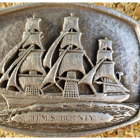 SOLD ☆Blaisdell HMS Bounty Ship Pewter Belt Buckle - Picture 4 of 5